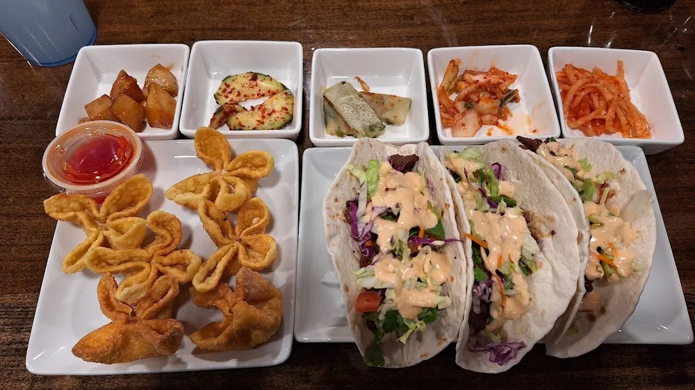 Crab Rangoon and Bulgogi Tacos